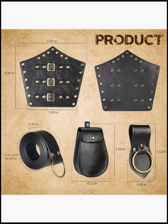 Medieval Viking Belt Bracers Set Renaissance Cosplay Accessories Leather main image 4
